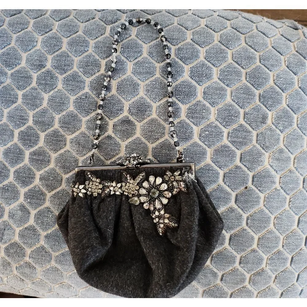 Chic Black Floral Embellished Clutch